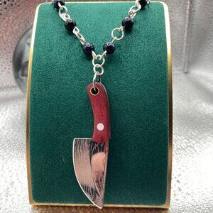 Crazy B*tch Knife Blue Sandstone Necklace